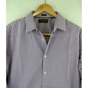 Fairlane & Sons Mens Large Tall Slim Fit Button Down L/S Shirt, Purple Gingham